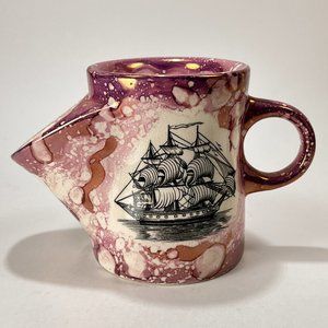 Antique Sunderland Lustre Ware Shaving Mug Ship Mary Peace Sailor's Farewell